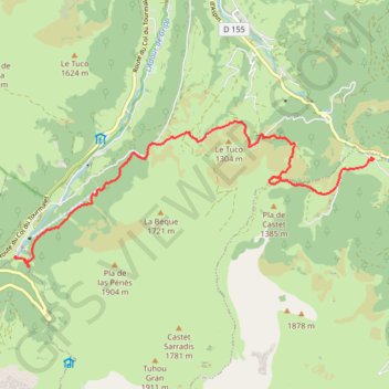 De Artigues (Campan) à Payolle GPS track, route, trail