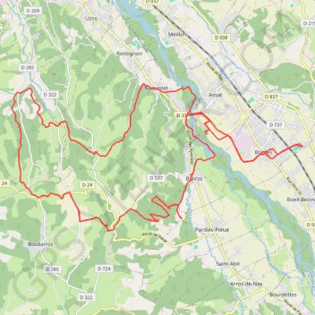 Bordes-Bosdarros-Narcastet GPS track, route, trail